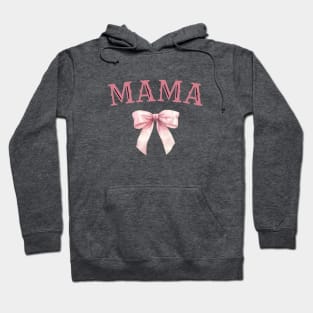MAMA Watercolor Pink Bow Coquette Aesthetic Cute Girl Mom Hoodie
